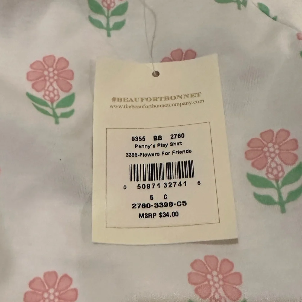 💙5/$25💙The Beaufort Bonnet Company Penny’s Play Shirt Flowers NWT - Picture 5 of 5